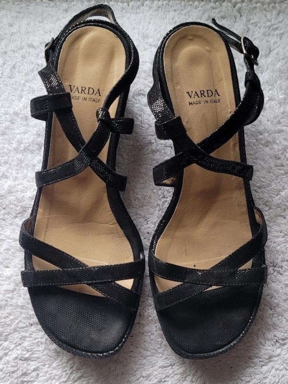 Black Strappy Women's Sandals with Ankle Buckle